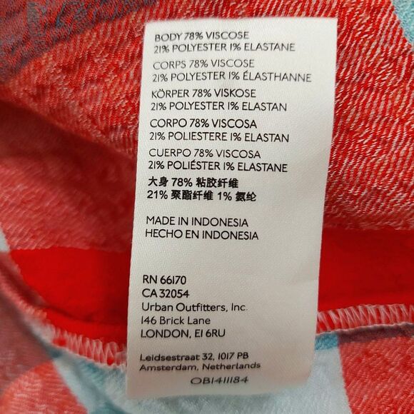 Anthropologie Pilcro Breeze Plaid Blouse Womens XS Red Blue Button Raglan Sleeve - Picture 12 of 12